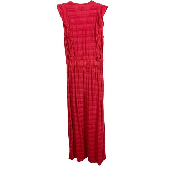 Michael Stars Womens Ruffle Maxi Dress Soft Woven Red Sleeveless V-Neck XS - Picture 2 of 16